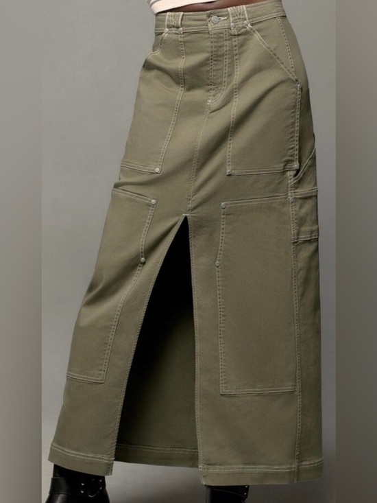 Anthropologie Other - Pilcro Maxi Skirt from Anthropologie Olive Utility Carpenter Skirt S 14